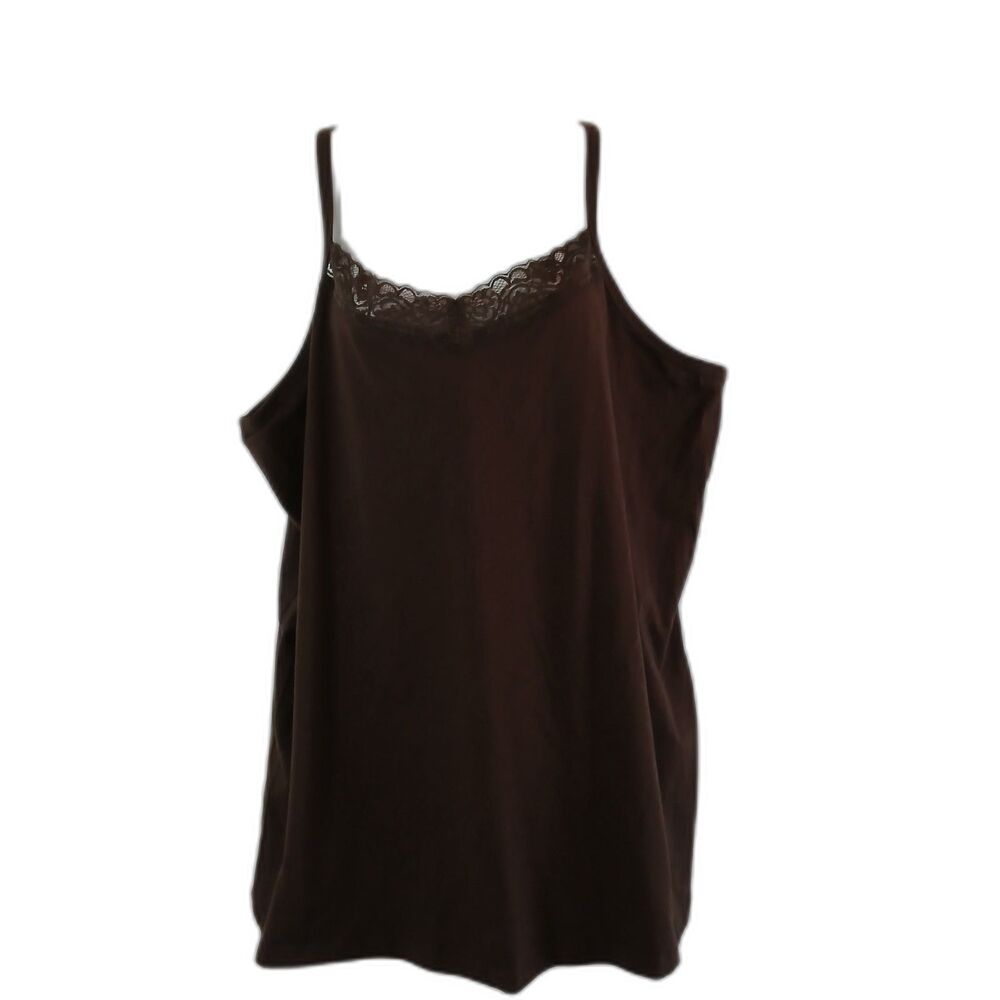 catherines brown camisole lace Trim Sz 2X  Casual Feminine Romantic  Layering
